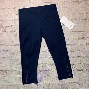 Lululemon Fast and Free Reflective HR Crops in True Navy